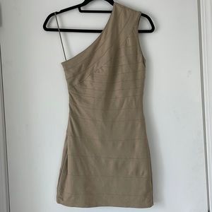 EXPRESS Asymmetrical Gold Dress Size XS